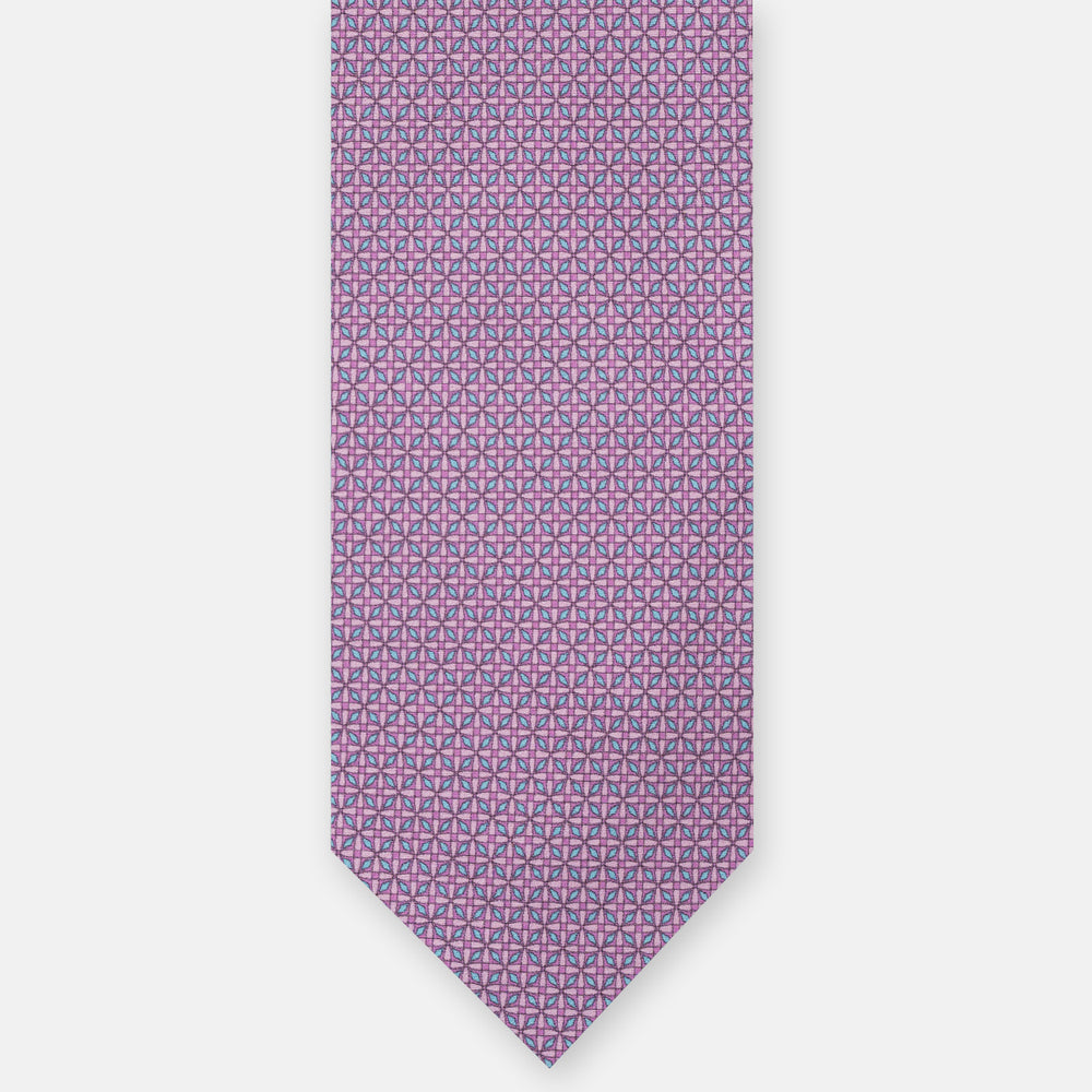 CRAVATTA 3 PIEGHE IN RASO SATIN FANTASIA, ROSA - MAGENTA - AZZURRO,  JA251007-3