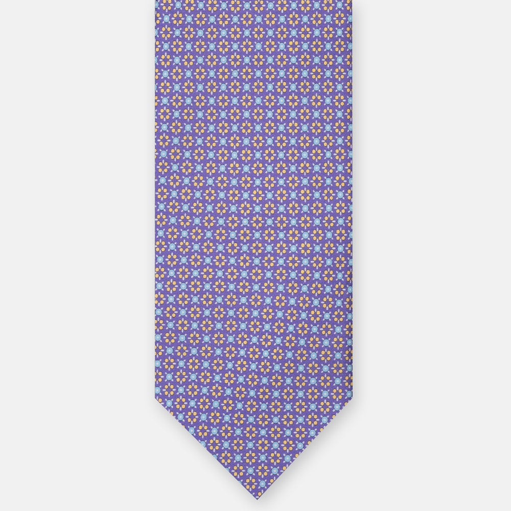 CRAVATTA 3 PIEGHE IN RASO SATIN FANTASIA, VIOLA - AZZURRO,  JA251008-3