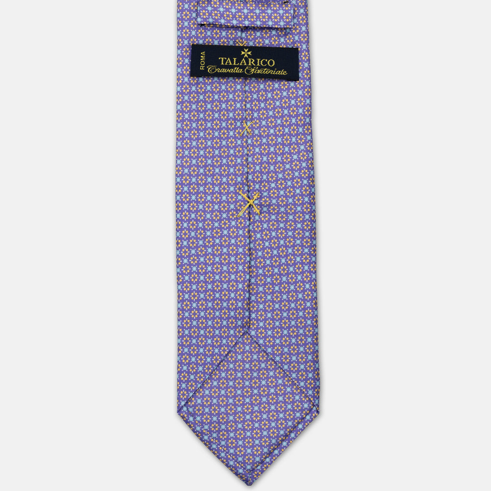 CRAVATTA 3 PIEGHE IN RASO SATIN FANTASIA, VIOLA - AZZURRO,  JA251008-3