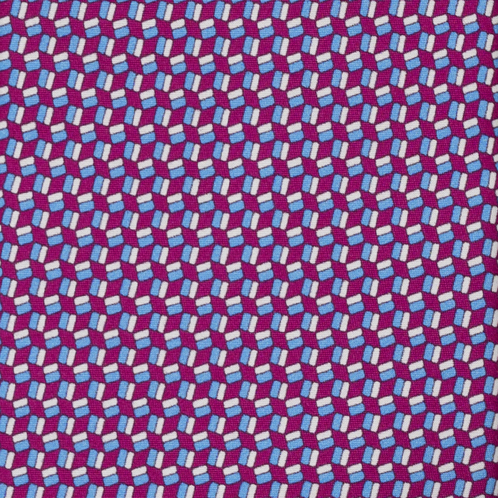 CRAVATTA 3 PIEGHE IN RASO SATIN FANTASIA, AZZURRO - MAGENTA - BIANCO,  JA251009-1
