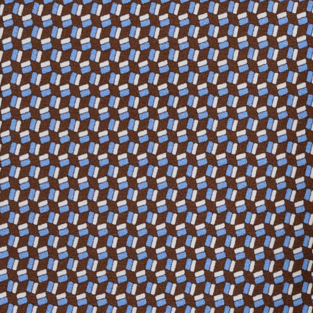 CRAVATTA 3 PIEGHE IN RASO SATIN FANTASIA, MARRONE - AZZURRO - BIANCO,  JA251009-2