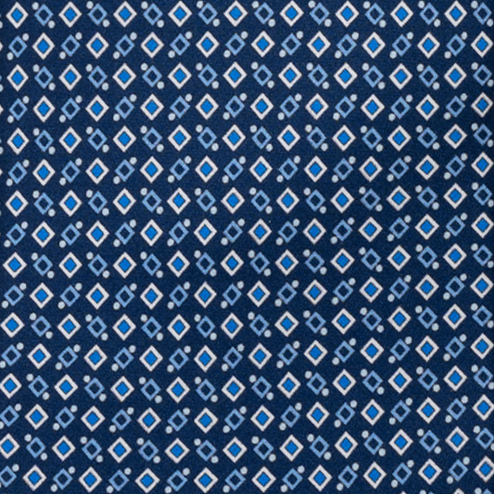 CRAVATTA 3 PIEGHE IN RASO SATIN MICROFANTASIA GEOMETRICA, BLU, JA251005_1