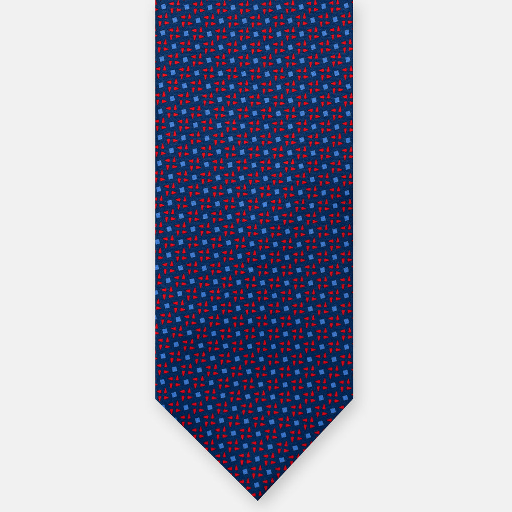 CRAVATTA 3 PIEGHE IN RASO SATIN FANTASIA, BLU NAVY - AZZURRO - ROSSO,  JA251011