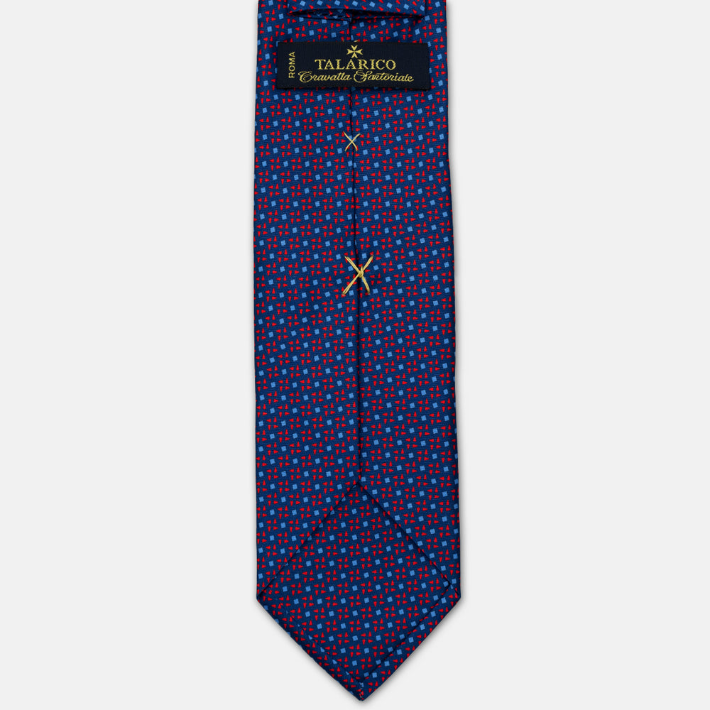 CRAVATTA 3 PIEGHE IN RASO SATIN FANTASIA, BLU NAVY - AZZURRO - ROSSO,  JA251011