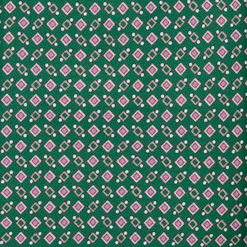 CRAVATTA 3 PIEGHE IN RASO SATIN MICROFANTASIA GEOMETRICA,VERDE, JA251005_2