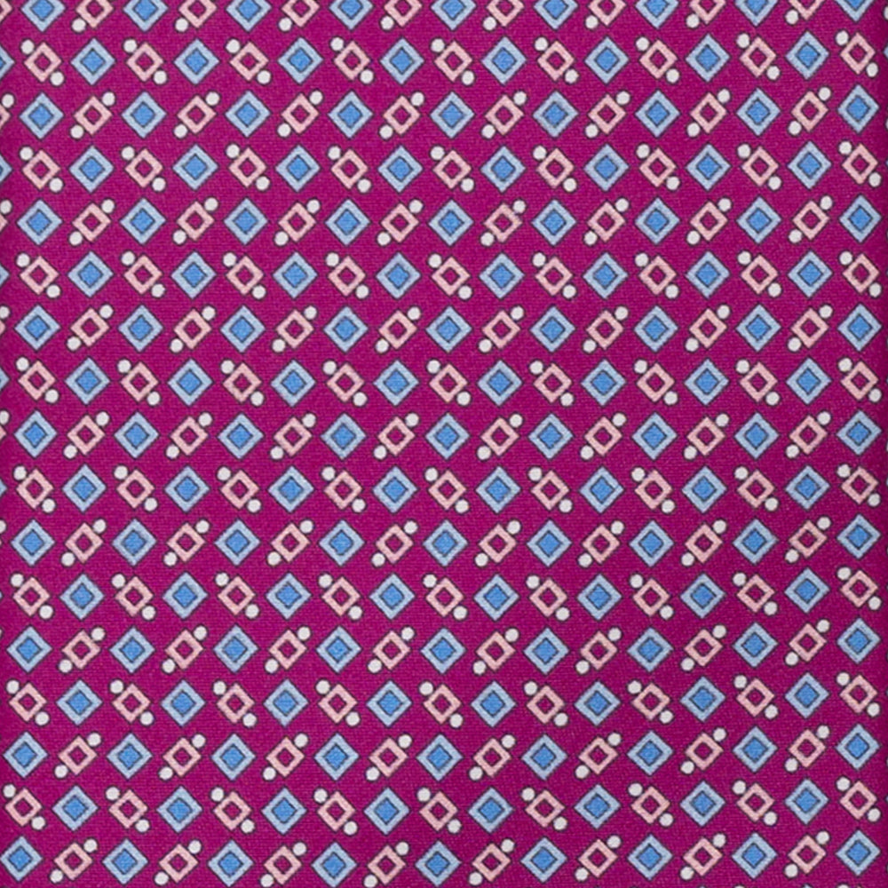CRAVATTA 3 PIEGHE IN RASO SATIN MICROFANTASIA GEOMETRICA, MAGENTA, JA251005_3 T
