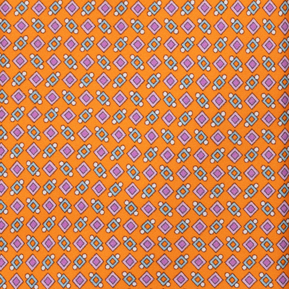 CRAVATTA 3 PIEGHE IN RASO SATIN MICROFANTASIA GEOMETRICA, ARANCIONE, JA251005_4 T