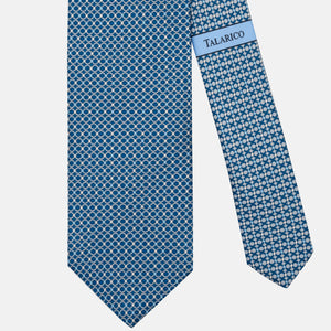 Cravatta 3 pieghe in Seta Fantasia Concatenata Azzurro Grigio - JA303-2