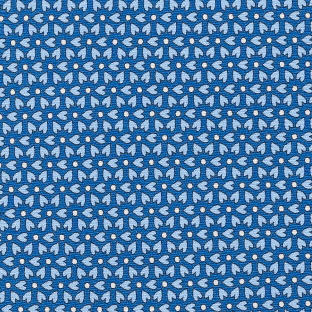 Cravatta 3 pieghe in Seta, Fantasia Floreale, Azzurro - JC055922