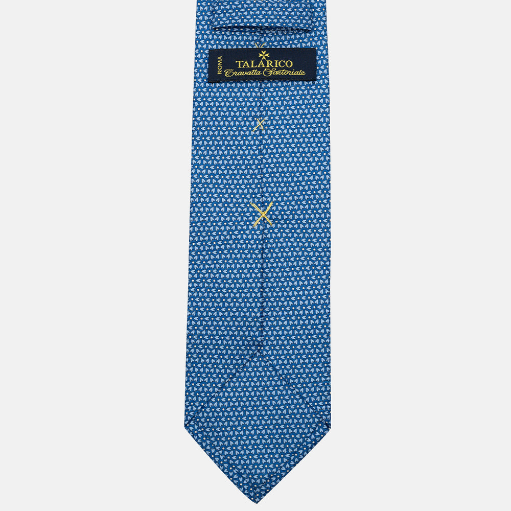 Cravatta 3 pieghe in Seta, Fantasia Floreale, Azzurro - JC055922