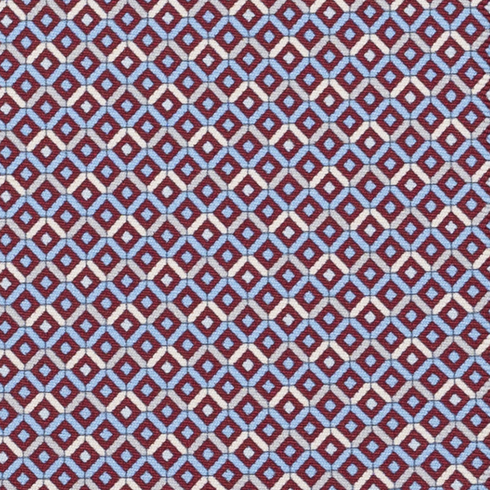 Cravatta 3 pieghe in Seta, Fantasia Geometrica, Bordeaux - JC055923