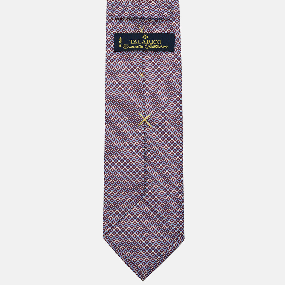 Cravatta 3 pieghe in Seta, Fantasia Geometrica, Bordeaux - JC055923