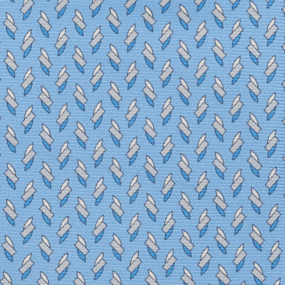 Cravatta 3 pieghe in Seta, Micro Fantasia, Celeste - JC055938-10