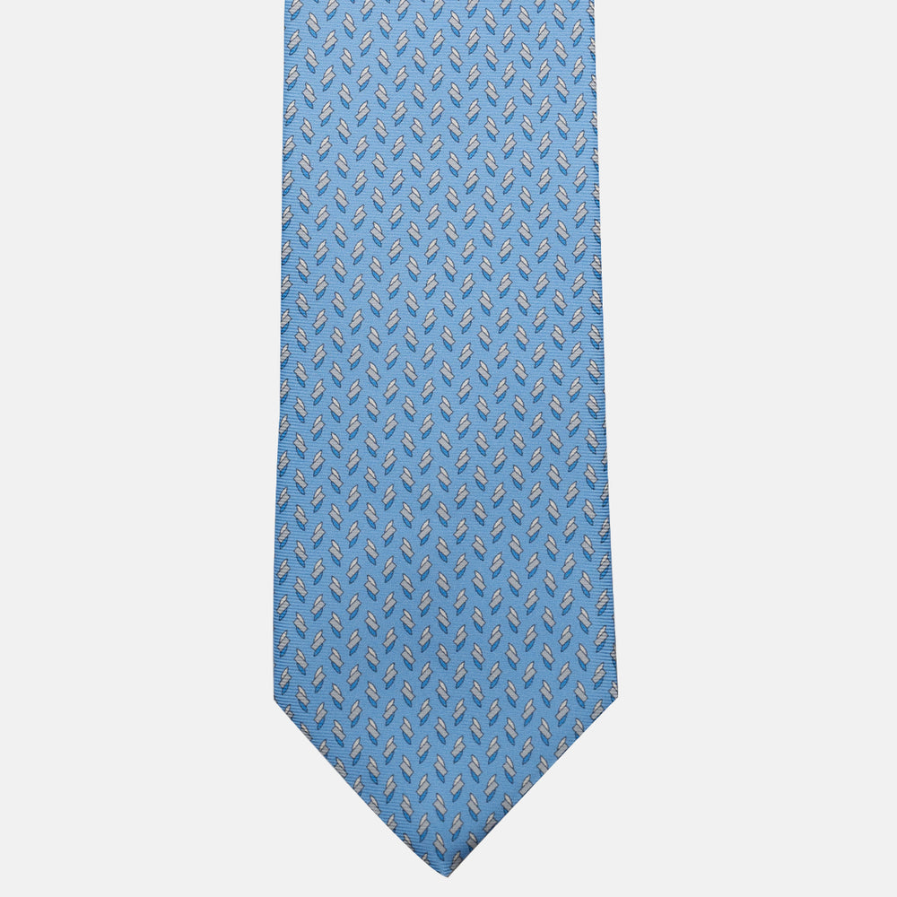 Cravatta 3 pieghe in Seta, Micro Fantasia, Celeste - JC055938-10