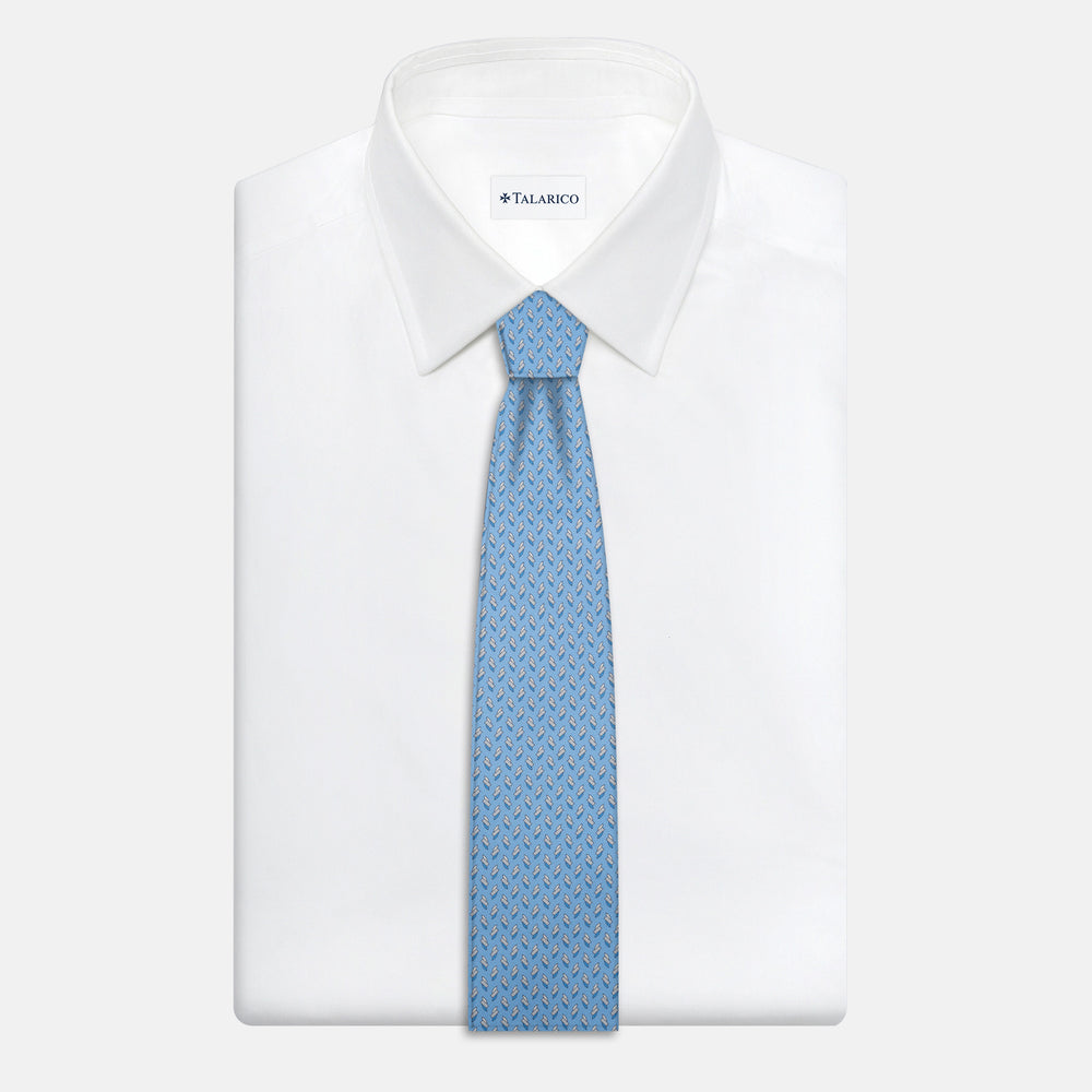 3-Fold Silk Tie, Micro Pattern, Light Blue - JC055938-10