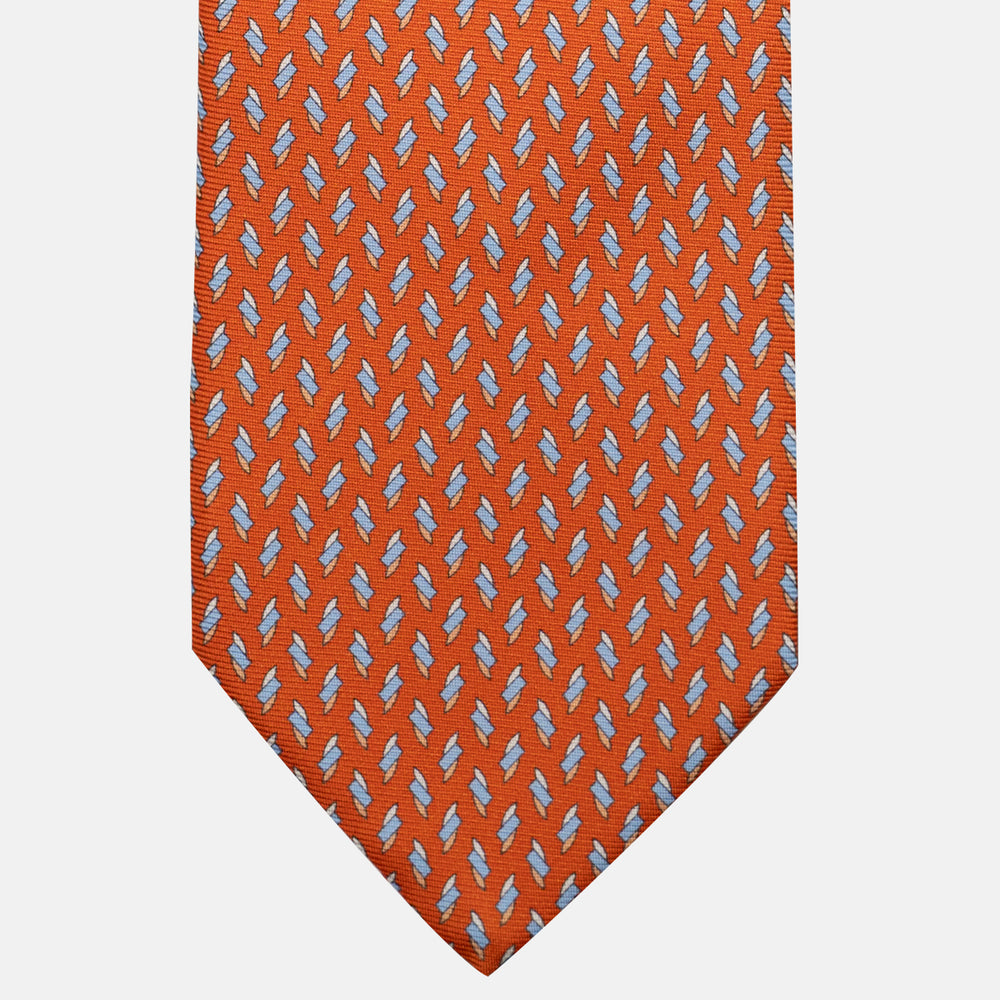 Cravatta 3 pieghe in Seta, Micro Fantasia, Arancione - JC055938-3