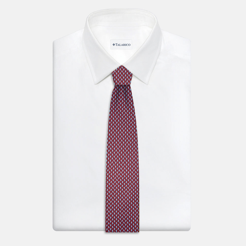 Cravatta 3 pieghe in Seta, Micro Fantasia, Bordeaux - JC055938-4