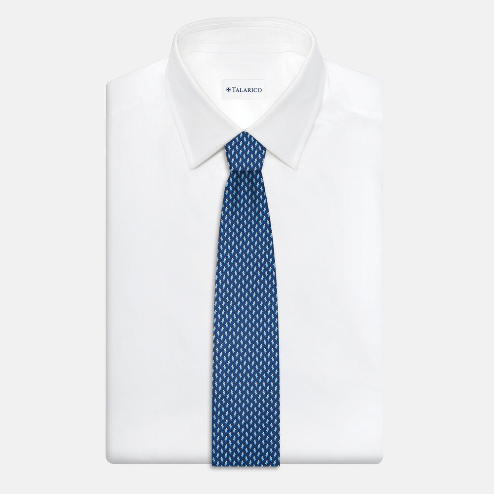 3-Fold Silk Tie, Micro Pattern, Light Blue - JC055938-5