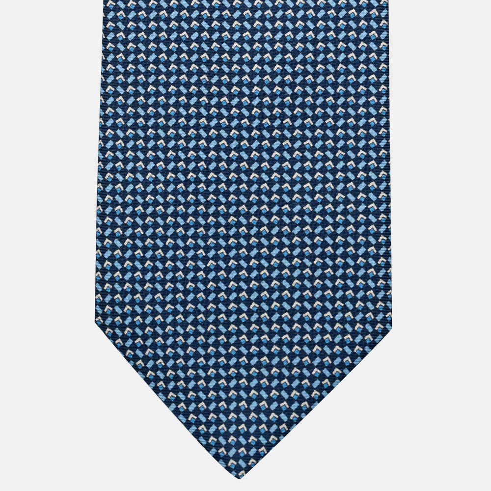 Cravatta 3 pieghe in Seta, Micro Fantasia, Blu Celeste - JC056124-9