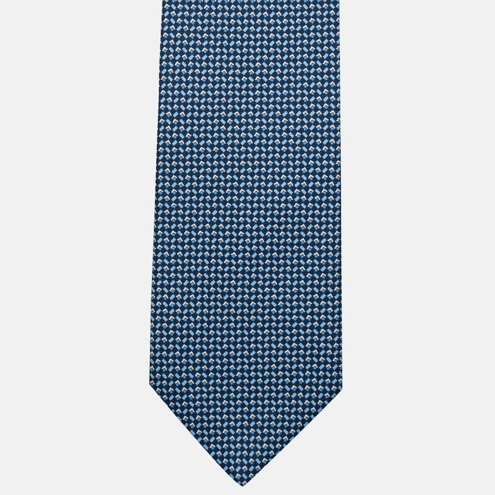 Cravatta 3 pieghe in Seta, Micro Fantasia, Blu Celeste - JC056124-9