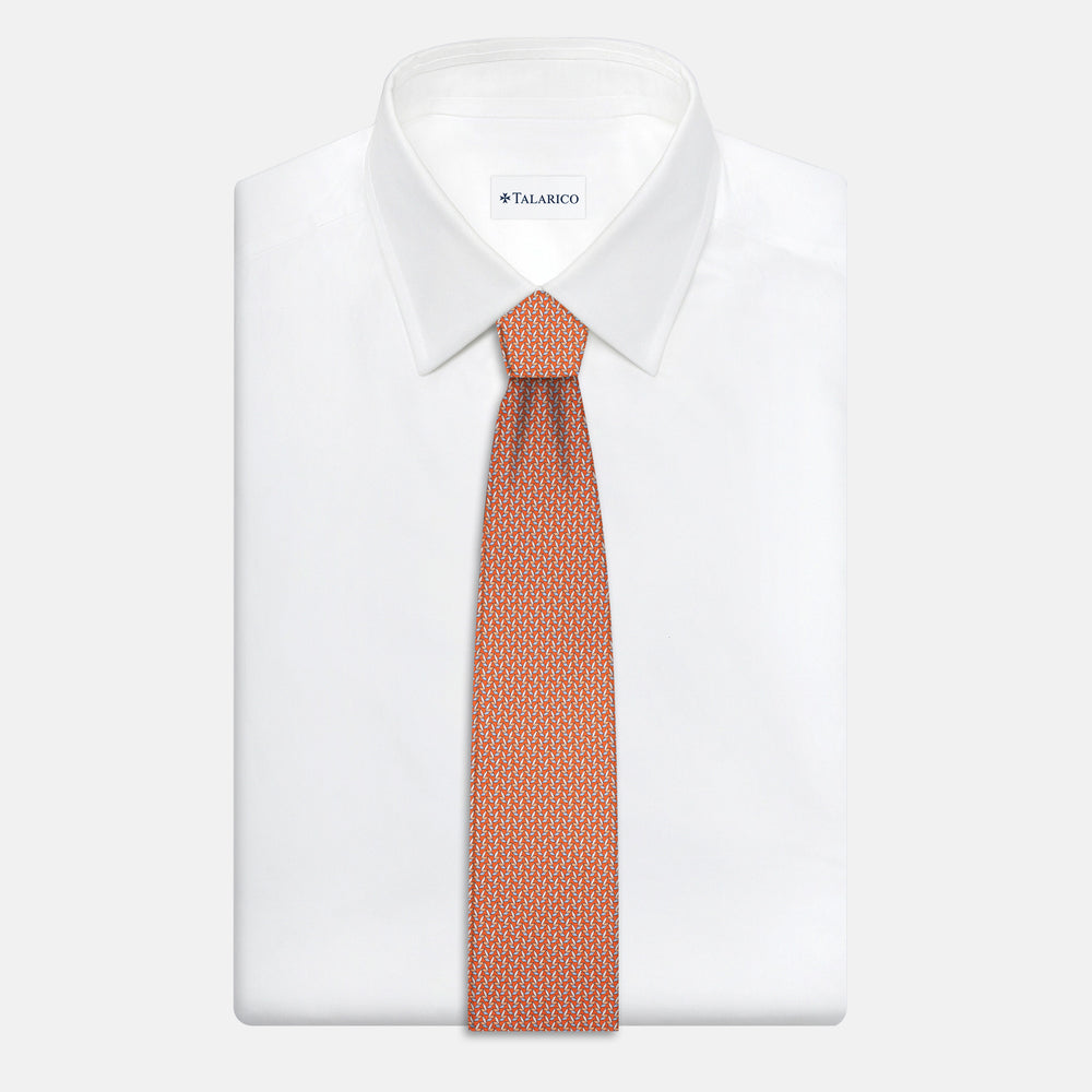 Cravatta 3 pieghe in Seta, Micro Fantasia, Arancione - JC056128-5