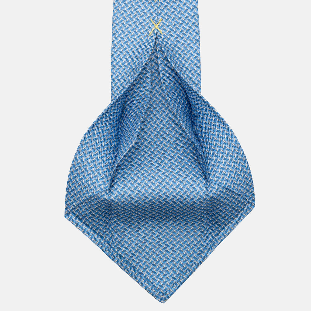 Cravatta 5 pieghe in seta Micro Fantasia Celeste - JC056128-6