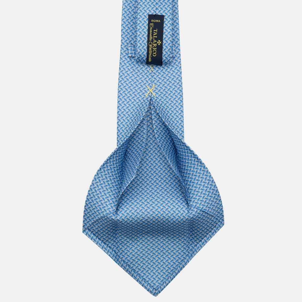 Cravatta 5 pieghe in seta Micro Fantasia Celeste - JC056128-6