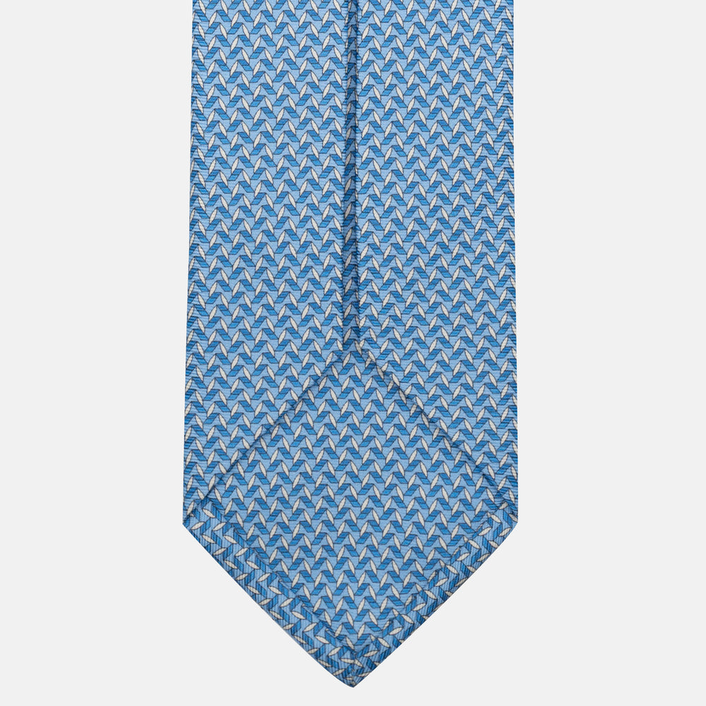 Cravatta 5 pieghe in seta Micro Fantasia Celeste - JC056128-6