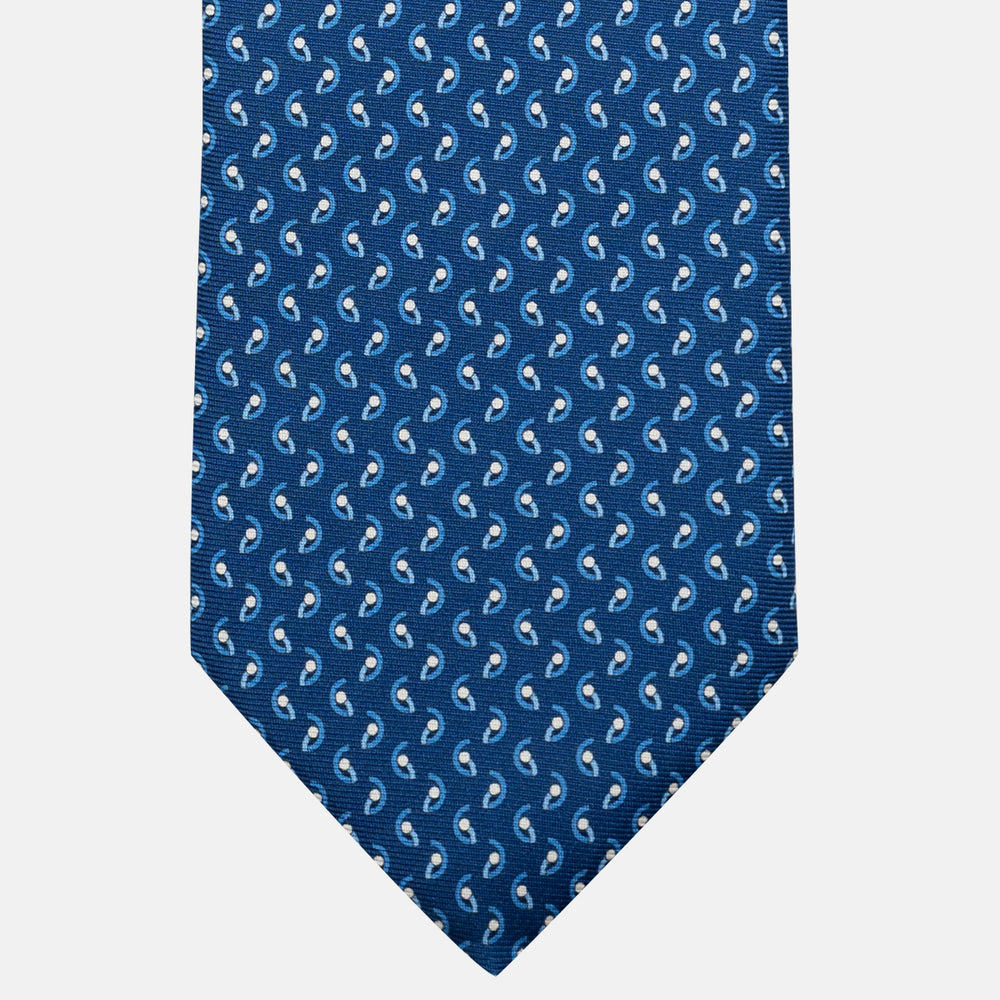 Cravatta 3 pieghe in Seta, Micro Fantasia, Azzurro - JC056131-8