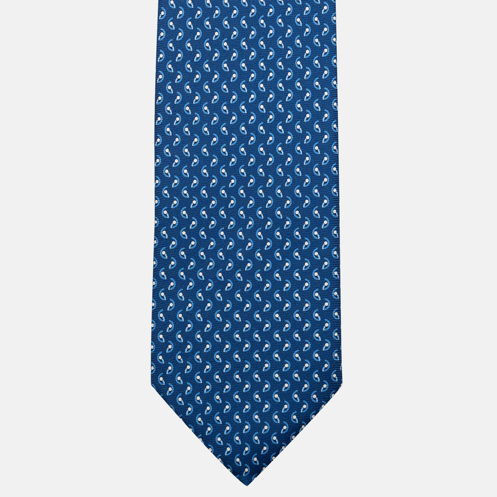 Cravatta 3 pieghe in Seta, Micro Fantasia, Azzurro - JC056131-8