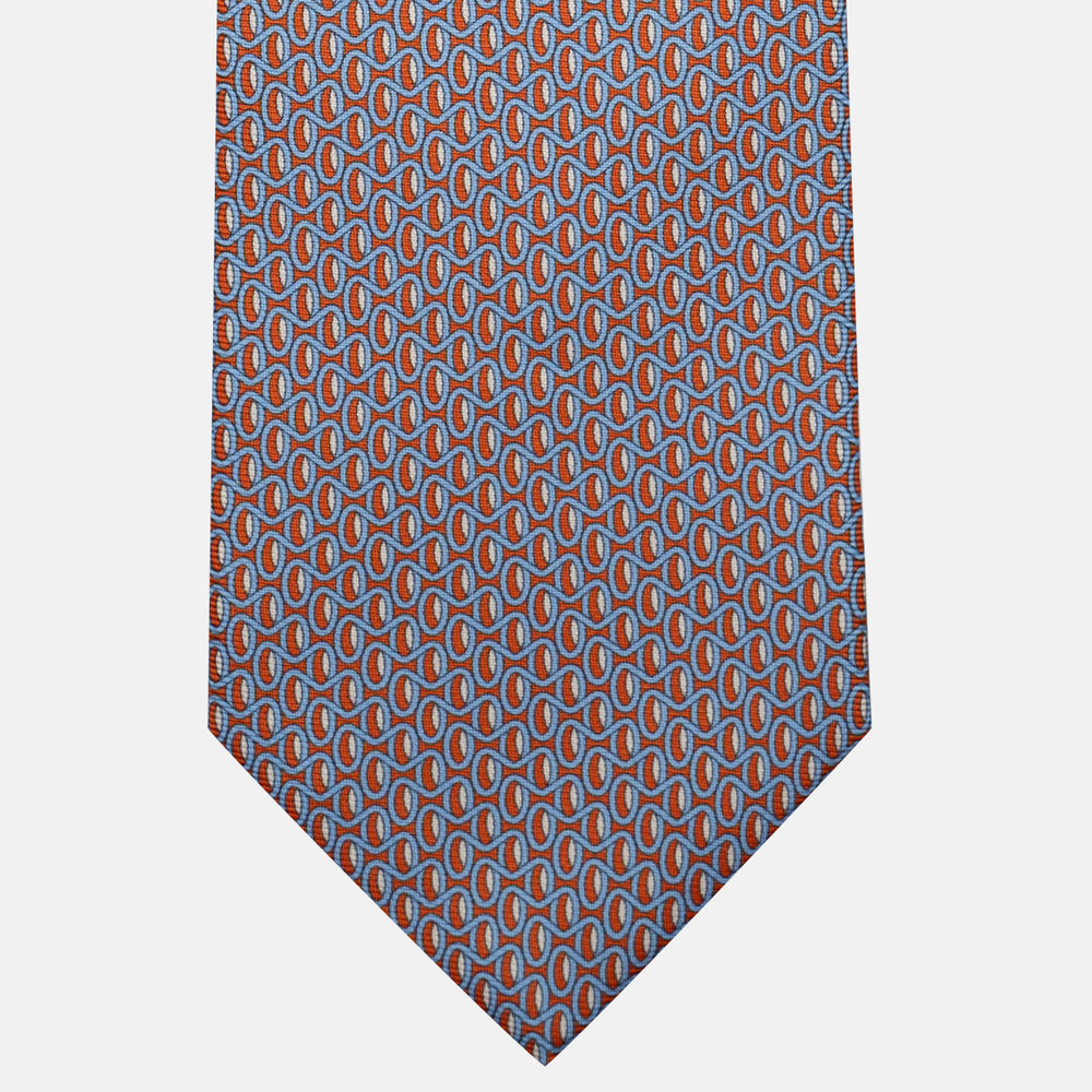 Cravatta 3 pieghe in Seta, Fantasia Geometrica, Arancione - JC056133-1
