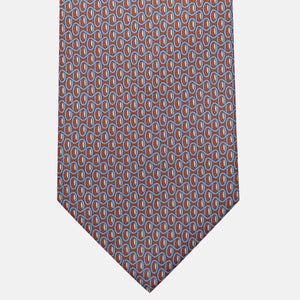 Cravatta 3 pieghe in Seta, Fantasia Geometrica, Arancione - JC056133-1