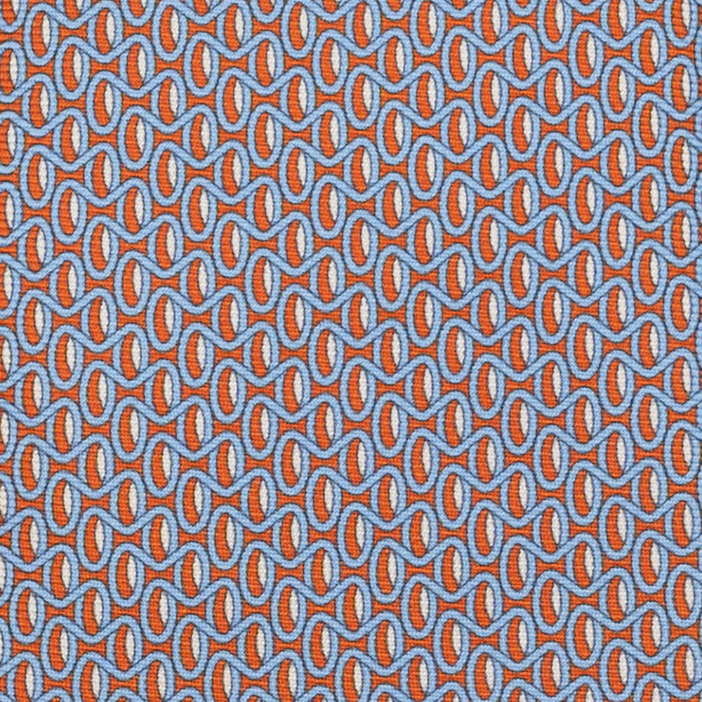 Cravatta 3 pieghe in Seta, Fantasia Geometrica, Arancione - JC056133-1