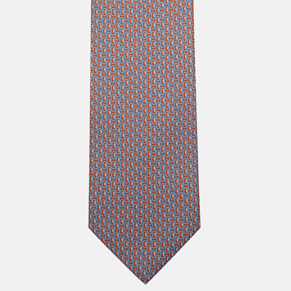 Cravatta 3 pieghe in Seta, Fantasia Geometrica, Arancione - JC056133-1