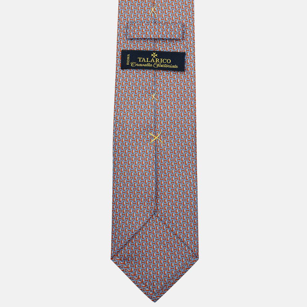 Cravatta 3 pieghe in Seta, Fantasia Geometrica, Arancione - JC056133-1