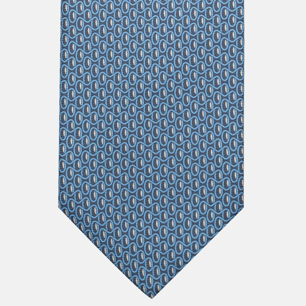 3-Fold Silk Tie, Geometric Pattern, Grey - JC056133-2