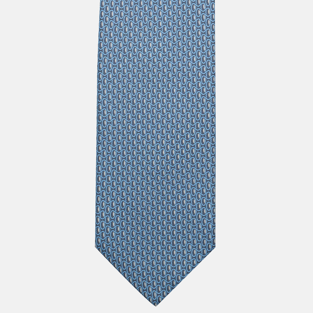 3-Fold Silk Tie, Geometric Pattern, Grey - JC056133-2