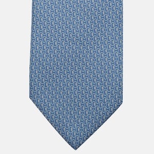 Cravatta 3 pieghe in Seta, Fantasia Geometrica, Celeste - JC056133-3