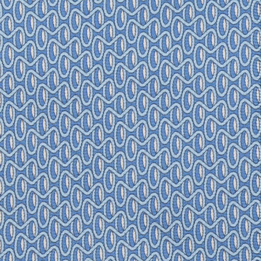 Cravatta 3 pieghe in Seta, Fantasia Geometrica, Celeste - JC056133-3