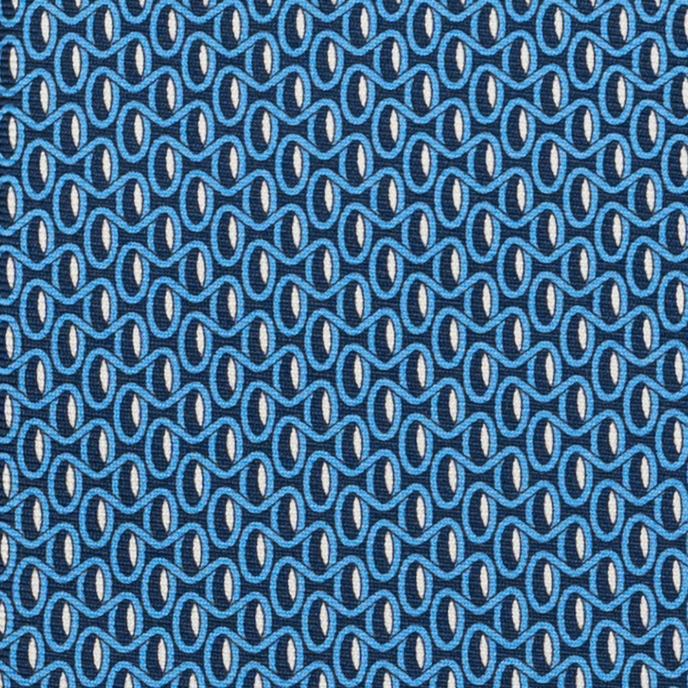 Cravatta 3 pieghe in Seta, Fantasia Geometrica, Blu Azzurro - JC056133-4