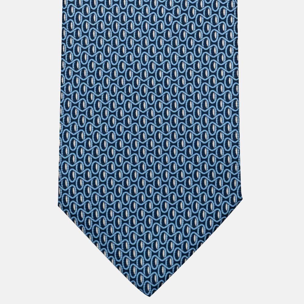 3-Fold Silk Tie, Geometric Pattern, Light Blue - JC056133-5