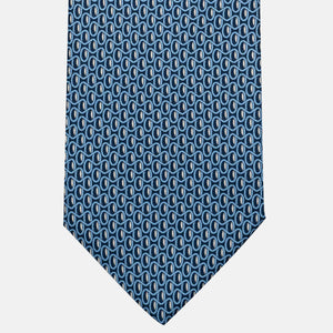 3-Fold Silk Tie, Geometric Pattern, Light Blue - JC056133-5