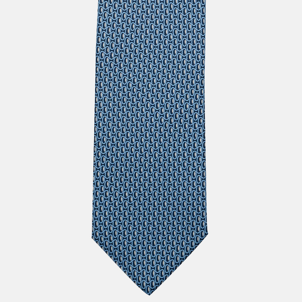 3-Fold Silk Tie, Geometric Pattern, Light Blue - JC056133-5