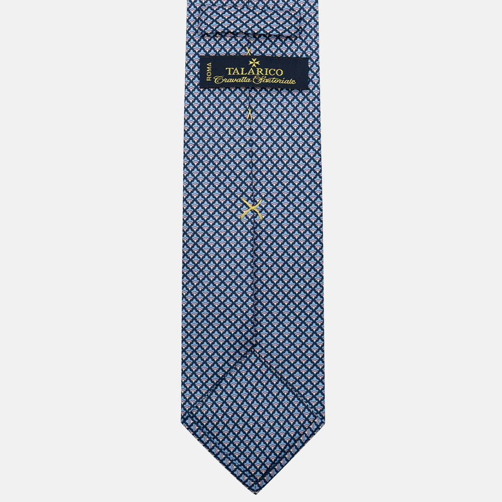 Cravatta 3 pieghe in Seta, Micro Fantasia, Blu Rosa - JC056329-9