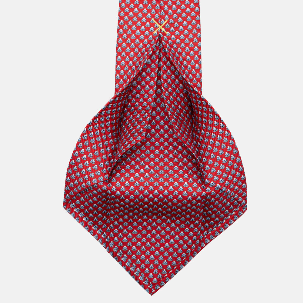 Cravatta 5 pieghe in seta Fantasia Floreale Rosso - JC056330-3