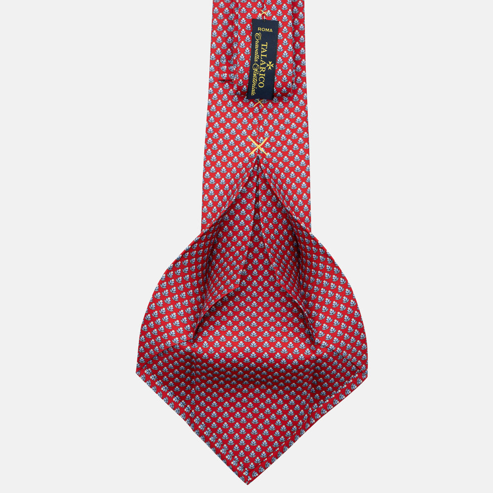 Cravatta 5 pieghe in seta Fantasia Floreale Rosso - JC056330-3