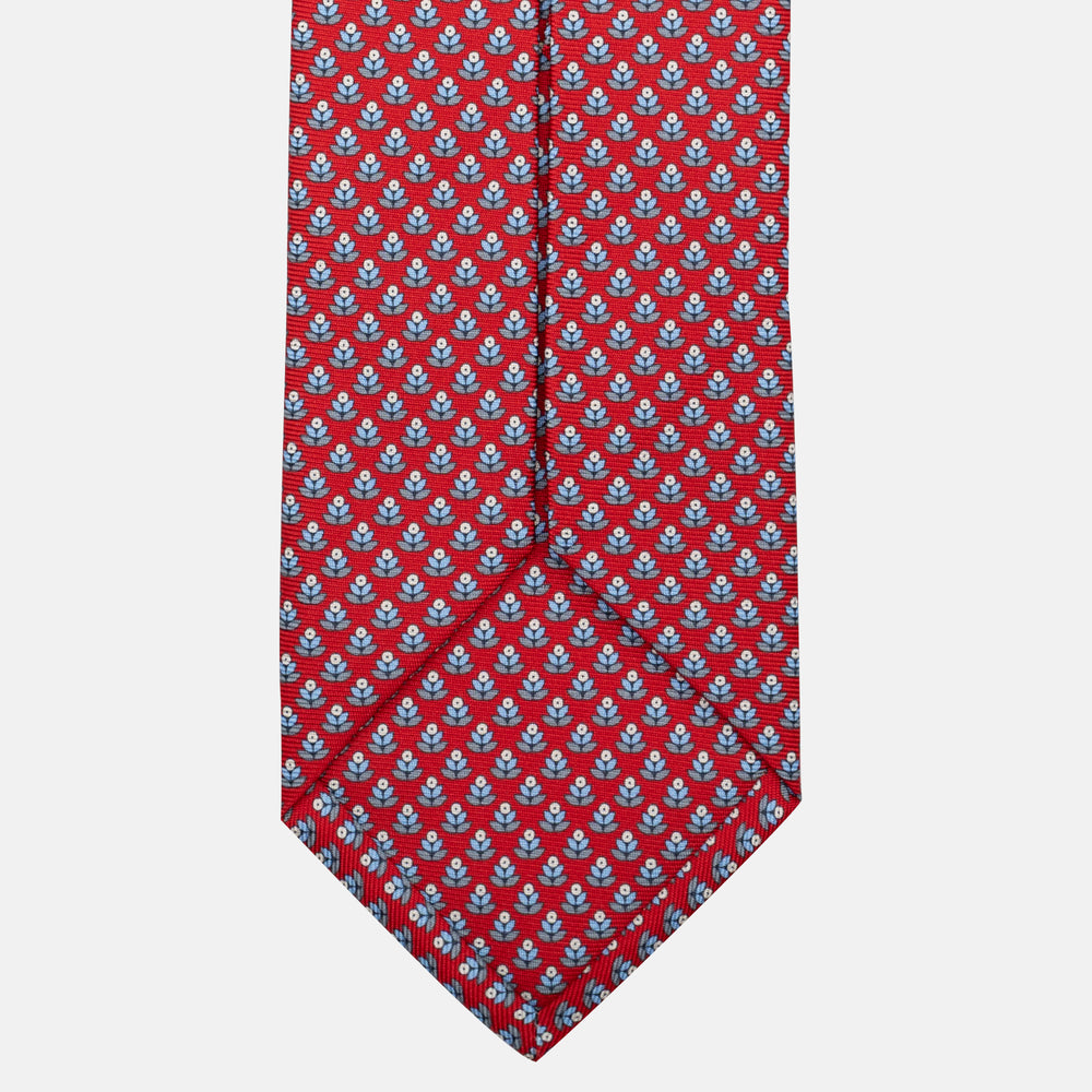 Cravatta 5 pieghe in seta Fantasia Floreale Rosso - JC056330-3