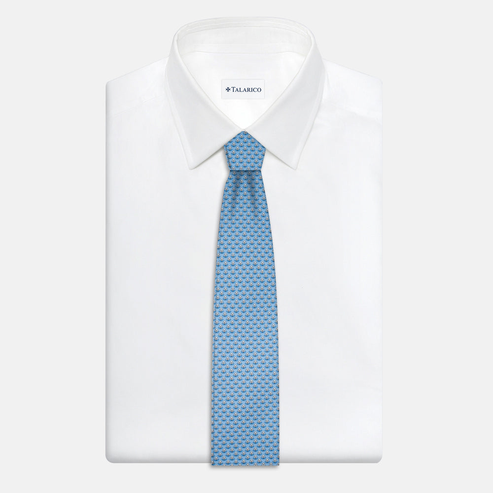 3-Fold Silk Tie, Floral Pattern, Light Blue - JC056330-4