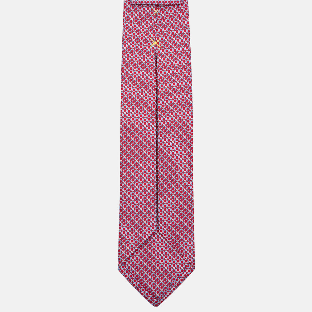 JC056339-6 Red Horseshoe Pattern 7-Fold Silk Tie