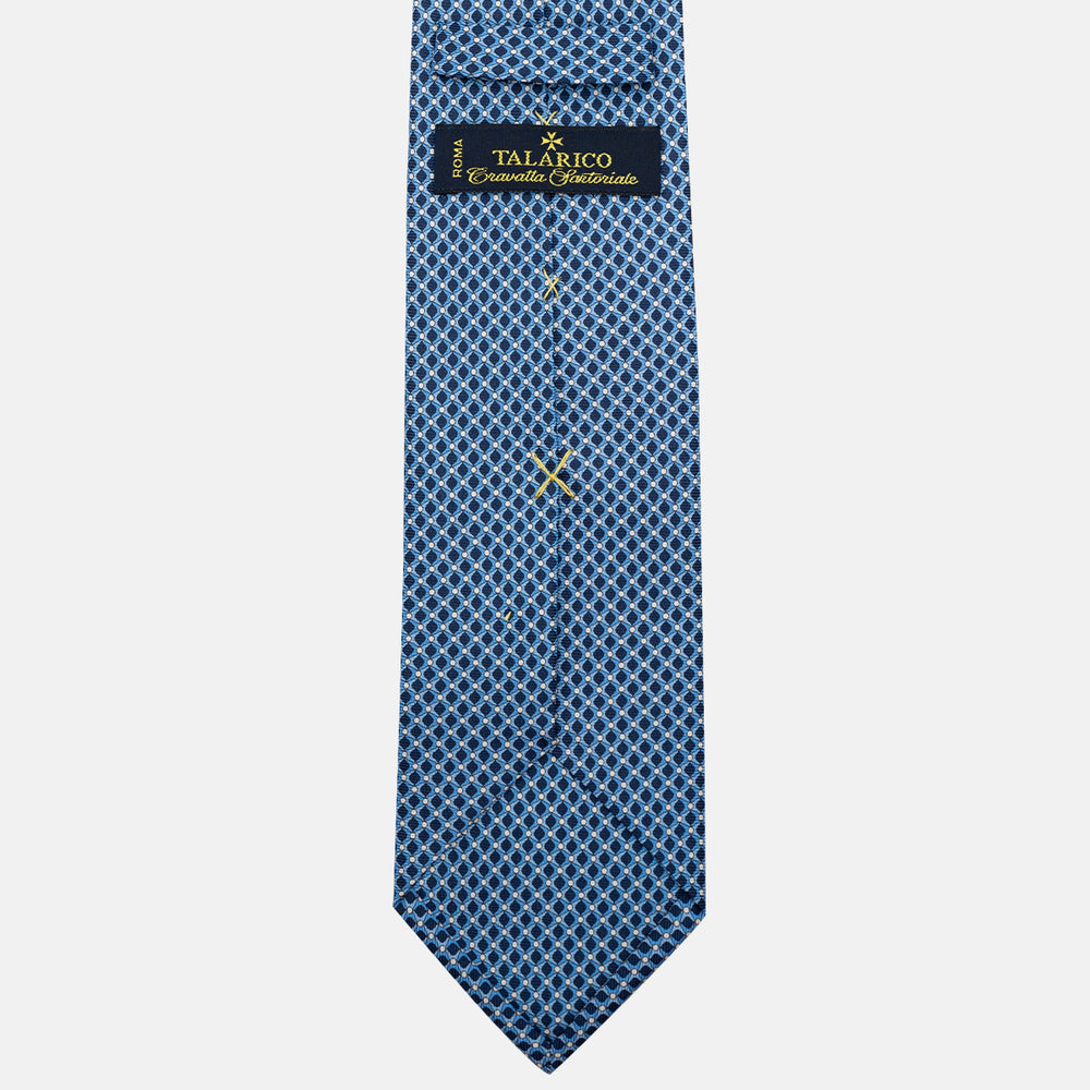 Cravatta 3 pieghe in Seta, Fantasia Geometrica, Blu Celeste - JC056340-1